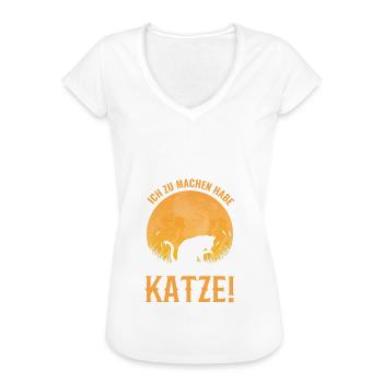 Witziges Katzen Spruch Design - Frauen Vintage T-Shirt - Weiß - Vorne