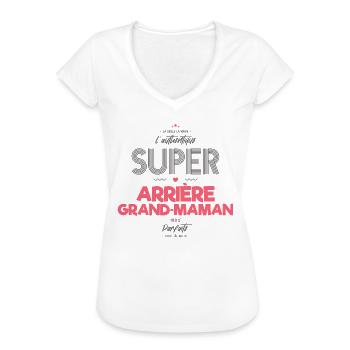 L authentique super arrière grand maman - T-shirt vintage Femme - blanc - Devant - Danielle (179cm)