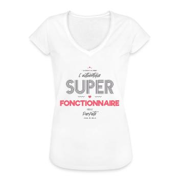 L authentique super fonctionnaire - T-shirt vintage Femme - blanc - Devant - Danielle (179cm)