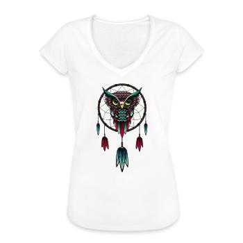 Eule - Frauen Vintage T-Shirt - Weiß - Vorne - Danielle (179cm)