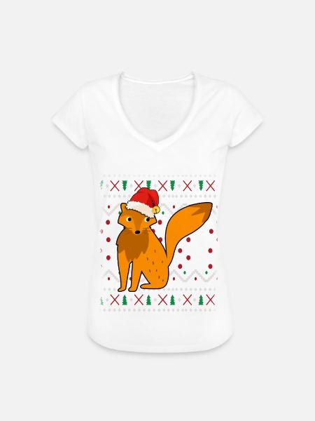 Fuchs Ugly Christmas - Frauen Vintage T-Shirt - Weiß