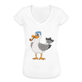 Kapitän Möwe Ostsee Nordsee Lustige Möwen - Frauen Vintage T-Shirt - Weiß - Vorne