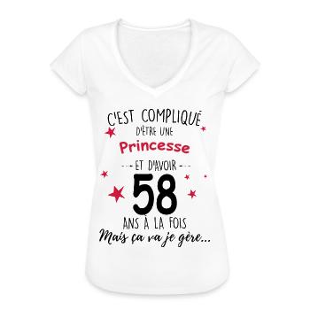 Femme Anniversaire Princesse 58 ans - T-shirt vintage Femme - blanc - Devant