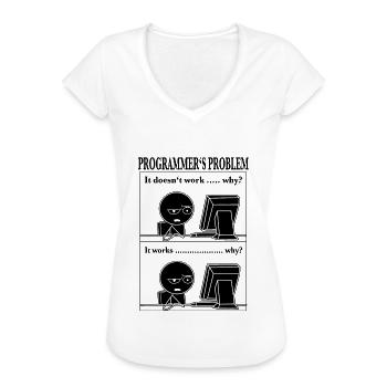 Programmer Computer Scientist Funny Cartoon T-Shir - Women's Vintage T-Shirt - white - Front - Danielle (179cm)
