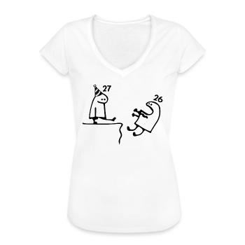 27 ans : Adieu âge 26 ans, Joyeux 27e anniversaire - T-shirt vintage Femme - blanc - Devant - Danielle (179cm)