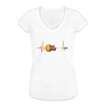 Gitarre Gitarrist Gitarrenspieler Herzschlag Motiv - Frauen Vintage T-Shirt - Weiß - Vorne