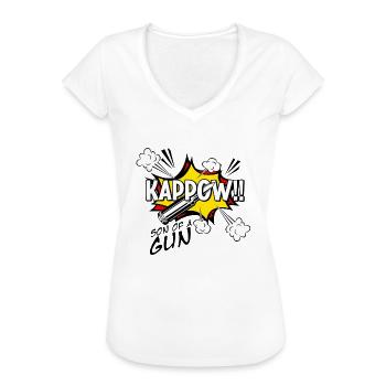 Kappow Bullets Gun Explosion Big bang Aesthetic - Women's Vintage T-Shirt - white - Front - Danielle (179cm)