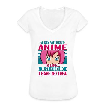 Anime Girl Manga Eyes Un jour sans anime - T-shirt vintage Femme - blanc - Devant - Danielle (179cm)