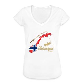 Norwegen Angel und Fischer Design - Frauen Vintage T-Shirt - Weiß - Vorne