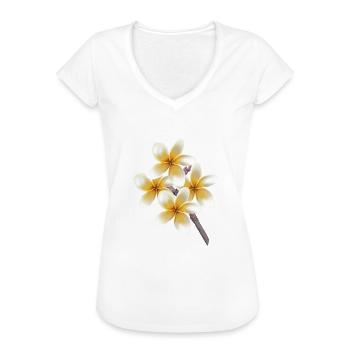 Weiß gelbe Blüten am Stiel Plumeria Tempelbaum - Frauen Vintage T-Shirt - Weiß - Vorne