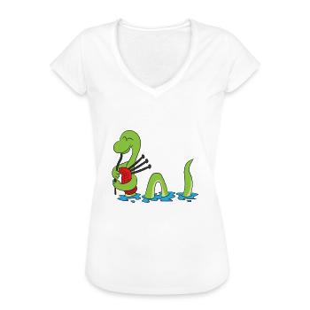 Schottland Ungeheuer Loch Ness Nessie Dudelsack - Frauen Vintage T-Shirt - Weiß - Vorne
