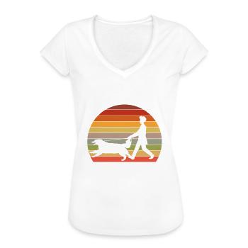 Lustiger Hunde Spruch Mein Hovawart zieht nie - Frauen Vintage T-Shirt - Weiß - Vorne