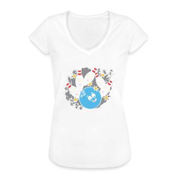 Bowling Zerstörte Pins Kegeln - Frauen Vintage T-Shirt - Weiß - Vorne
