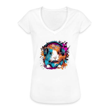 Meerschweinchen DJ - Frauen Vintage T-Shirt - Weiß - Vorne