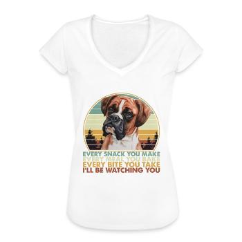 Boxer Dog I'll Be Watching You Vintage - Frauen Vintage T-Shirt - Weiß - Vorne