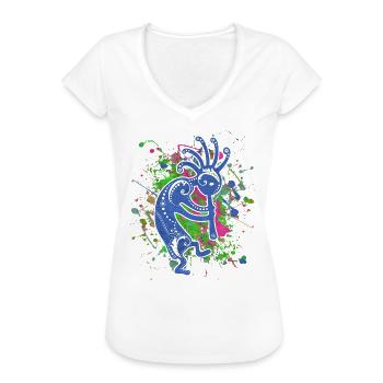 Amérindiens Kokopelli - Éclaboussures colorées 1 - T-shirt vintage Femme - blanc - Devant