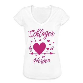 Schlager im Herzen - Frauen Vintage T-Shirt - Weiß - Vorne