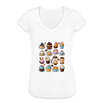 Bäcker Bäckerei Kuchen Brot Muffin Gebäck Lebensmittel Backen - Frauen Vintage T-Shirt - Weiß - Vorne