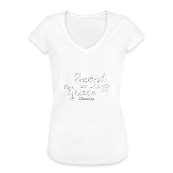 Christlicher Bibelvers - durch Gnade gerettet - - Frauen Vintage T-Shirt - Weiß - Vorne