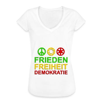 Statement Frieden Freiheit Demokratie 3 - Frauen Vintage T-Shirt - Weiß - Vorne