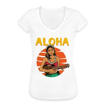 Aloha Vintage Hula Mädchen - Frauen Vintage T-Shirt - Weiß - Vorne