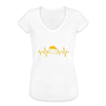 Käse Herzschlag - Frauen Vintage T-Shirt - Weiß - Vorne