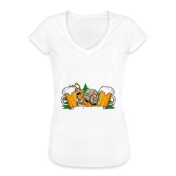 Rennschnecke Spruch Laufen ich dachte saufen - Frauen Vintage T-Shirt - Weiß - Vorne
