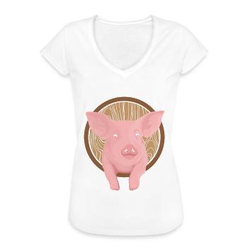 Schwein Bauernhof Schweinchen Saustall - Frauen Vintage T-Shirt - Weiß - Vorne