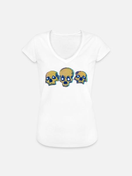 Drei Totenschädel - Frauen Vintage T-Shirt - Weiß