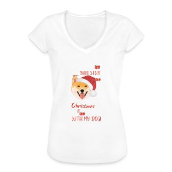 Shiba Inu Frohe Weihnachten - Frauen Vintage T-Shirt - Weiß - Vorne