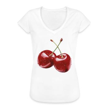 Kirsche - Frauen Vintage T-Shirt - Weiß - Vorne