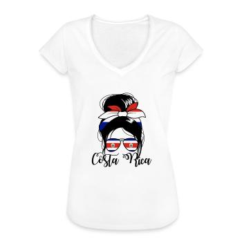 Costa Rica Messy Bun Costa Rican Womens Costa Rica - Frauen Vintage T-Shirt - Weiß - Vorne