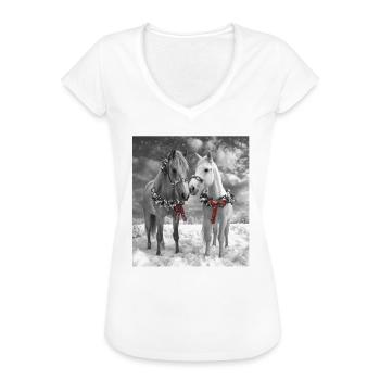 Pferde Xmas, Weihnachten , Romantik,Kunst Reiten - Frauen Vintage T-Shirt - Weiß - Vorne