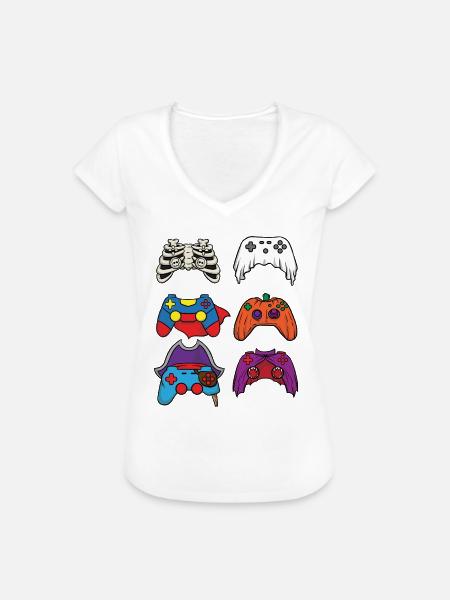 Halloween-Videospiel-Controller-Videospiel-Player - Frauen Vintage T-Shirt - Weiß