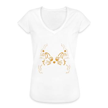 Katze - Frauen Vintage T-Shirt - Weiß - Vorne