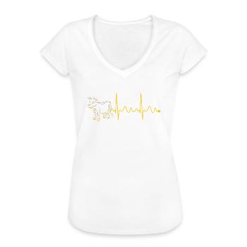 Kuh Herzschlag - Frauen Vintage T-Shirt - Weiß - Vorne