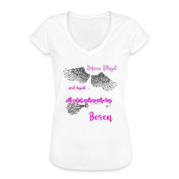Engel - Hexe - meine Flügel sind kaputt - Besen - Frauen Vintage T-Shirt - Weiß - Vorne