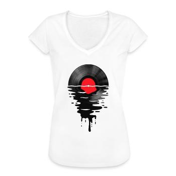 VinilLPRekord Sunset Red - T-shirt vintage Femme - blanc - Devant - Danielle (179cm)