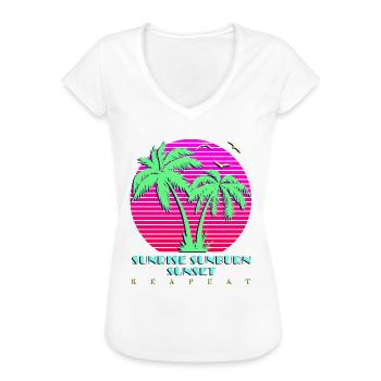 Sunrise Sunburn SunSet Repeat - Women's Vintage T-Shirt - white - Front - Danielle (179cm)