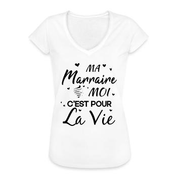 Marraine Filleule Filleul - T-shirt vintage Femme - blanc - Devant - Danielle (179cm)