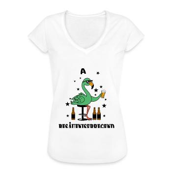 Lustiger grüner Flamingo - Frauen Vintage T-Shirt - Weiß - Vorne