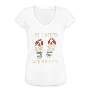 Das Leben Ist Besser Mit Flip Flops Sommer Vibes - Frauen Vintage T-Shirt - Weiß - Vorne