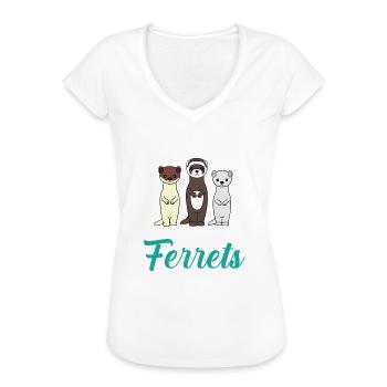 Frettchen - Frauen Vintage T-Shirt - Weiß - Vorne