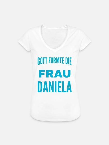 Daniela Name Design - Frauen Vintage T-Shirt - Weiß