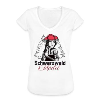 Modernes Schwarzwaldmädel mit Bollenhut - Frauen Vintage T-Shirt - Weiß - Vorne - Danielle (179cm)