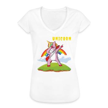Dabbing Unicorn Rainbow Metal Musik Heavy Rock - Frauen Vintage T-Shirt - Weiß - Vorne