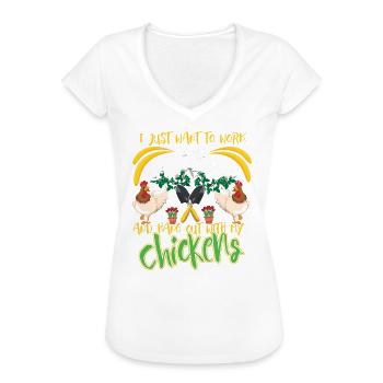 Arbeit im Garten Hühner Bauerngarten Hobbygärtner - Frauen Vintage T-Shirt - Weiß - Vorne