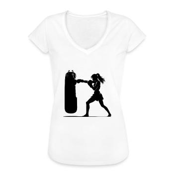 Kickbox Frau Kickboxer - Frauen Vintage T-Shirt - Weiß - Vorne