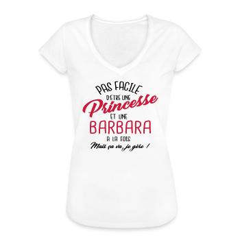 Princesse et Barbara - T-shirt vintage Femme - blanc - Devant - Danielle (179cm)