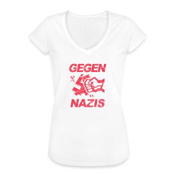 Gegen Nazis - FCK NZS - Gegen Rechts - Vintage - Frauen Vintage T-Shirt - Weiß - Vorne